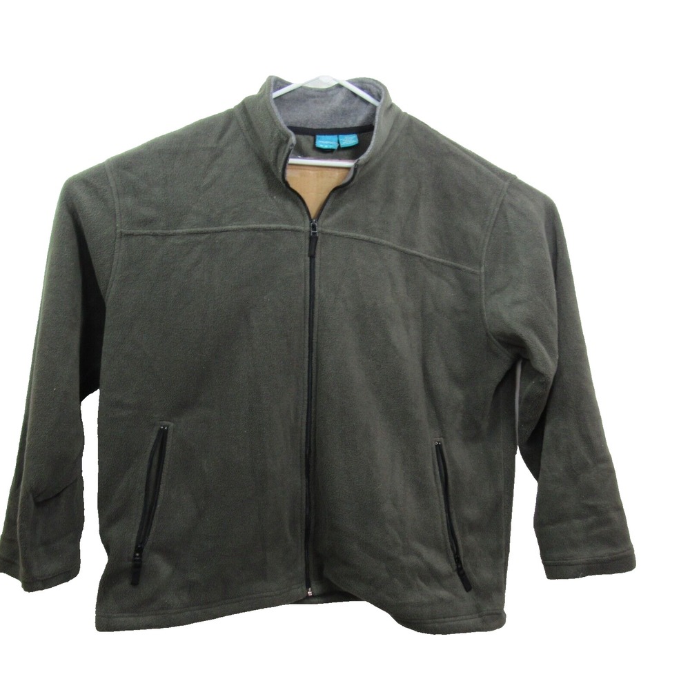 Prospirit womens Fleece‎ Jacket terry full Zip Pullover Long-Sleeve gray XL